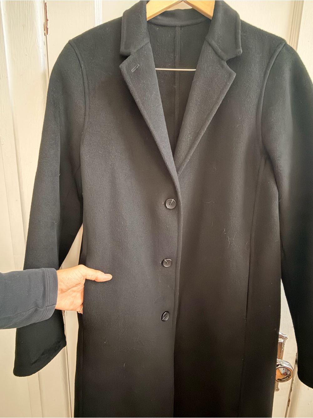 Uniqlo Black Wool-Blend Single-Breasted Overcoat - Women’s Small - Picture 4 of 10
